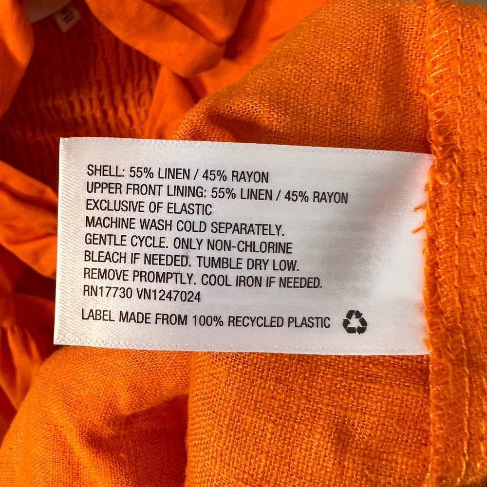 Vibrant Orange Linen Blend Cutout Midi Dress - Picture 14 of 16